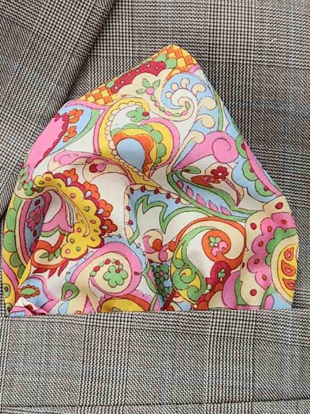 Gascoigne Hand Stitched Pocket Square Tana Lawn Italian Cotton Paisley Men's